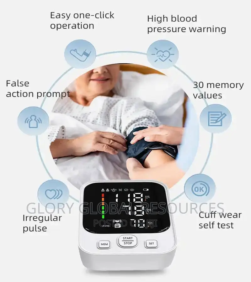 Digital LCD Large Screen Sphygmomanometer Battery/Electric
