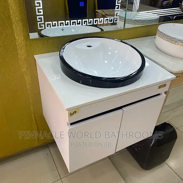 White Hanging Cabinet Basin With Led Mirror Z0097