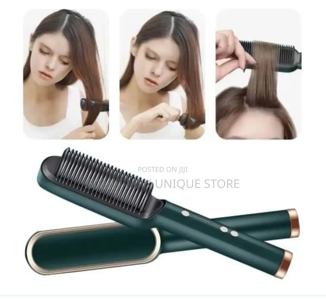 Hot Comb Hair Straightener Brush - 34w - Green