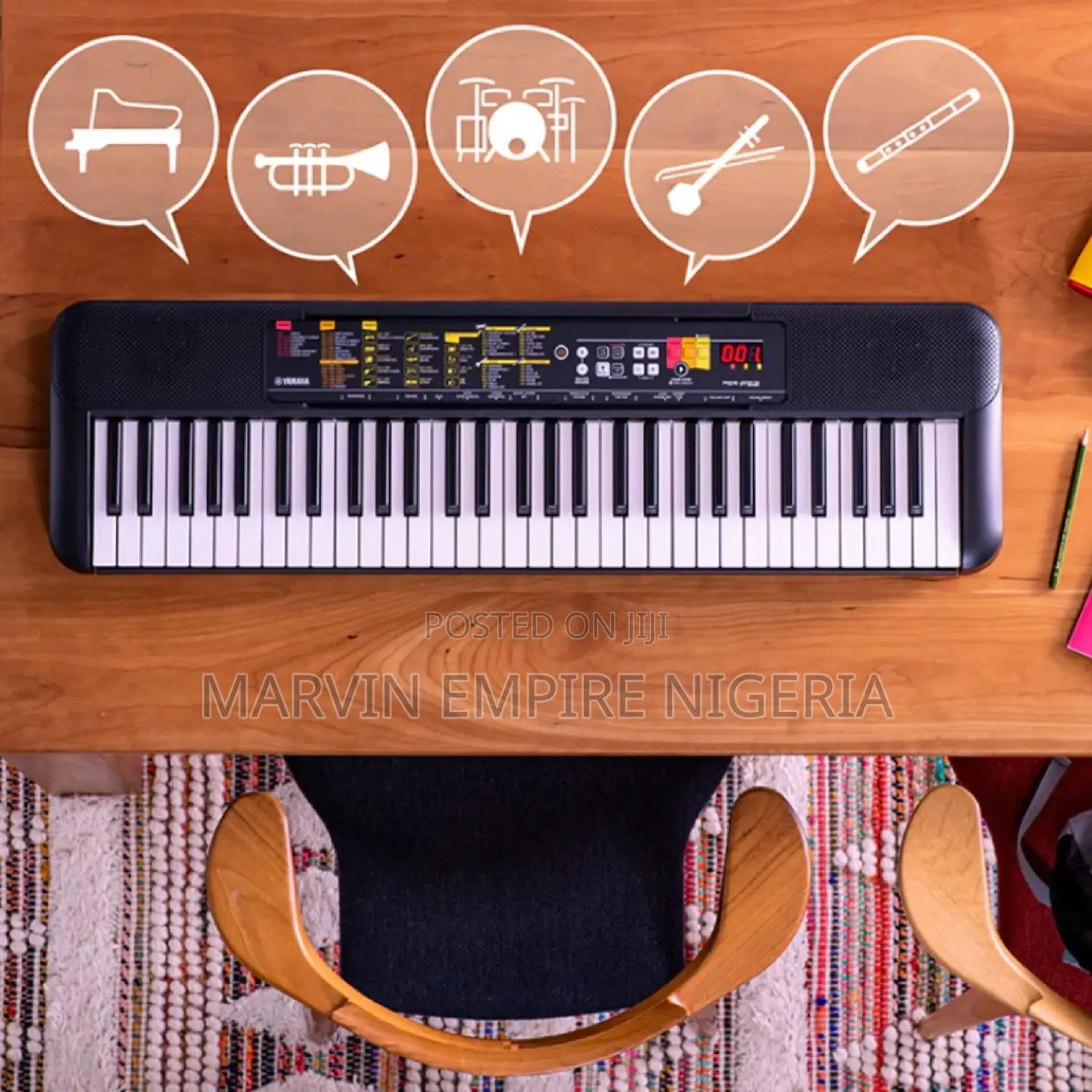Yamaha PSR-F52 Keyboard 5 Octaves_ 61 Keys With Stand