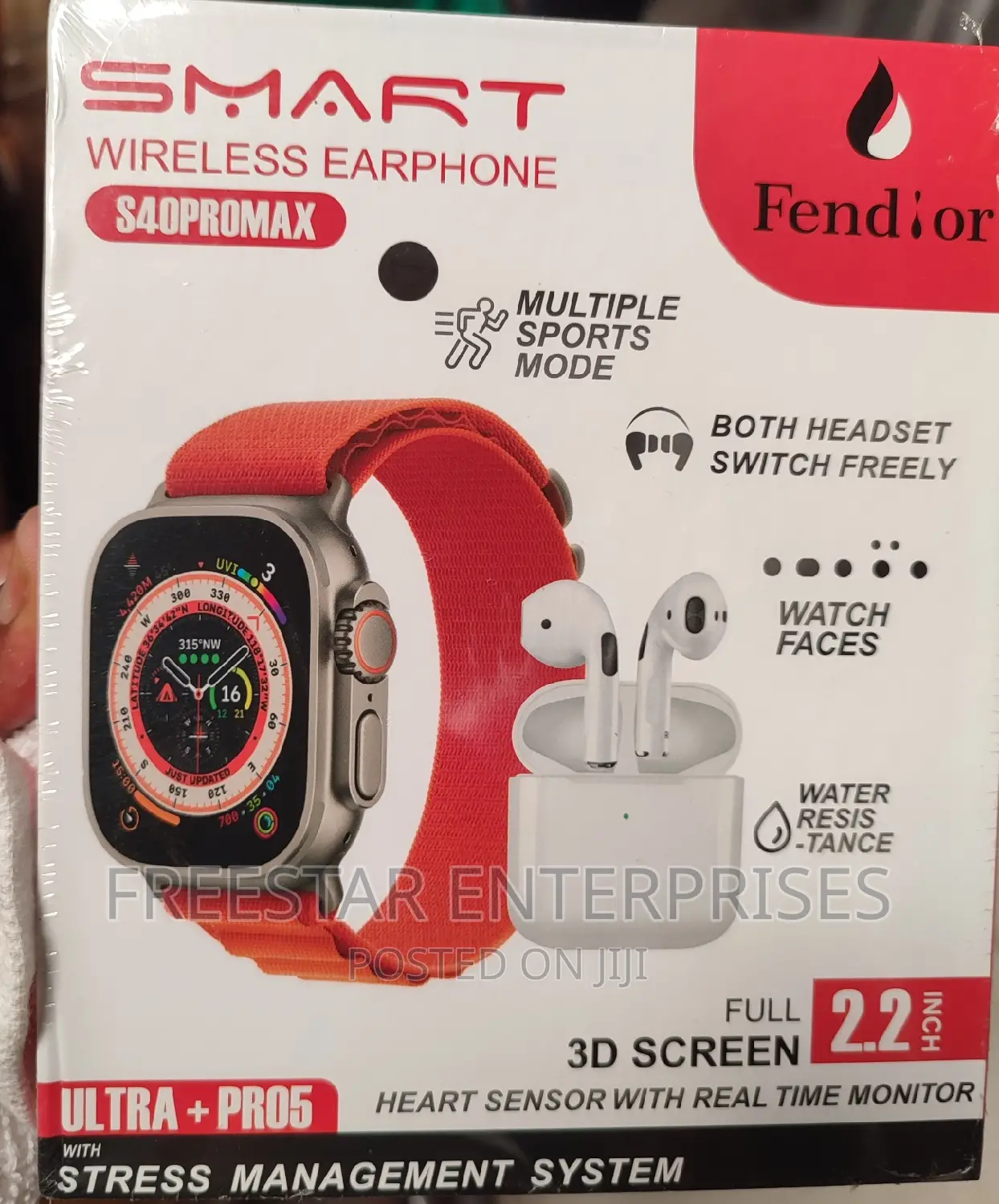 FENDIOR S40 PRO MAX Smart Watch Ultra Bluetooth Earbuds.