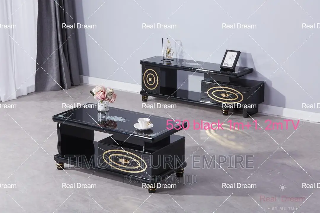 Classic Adjustable TV Stand With Its Centre Table Black