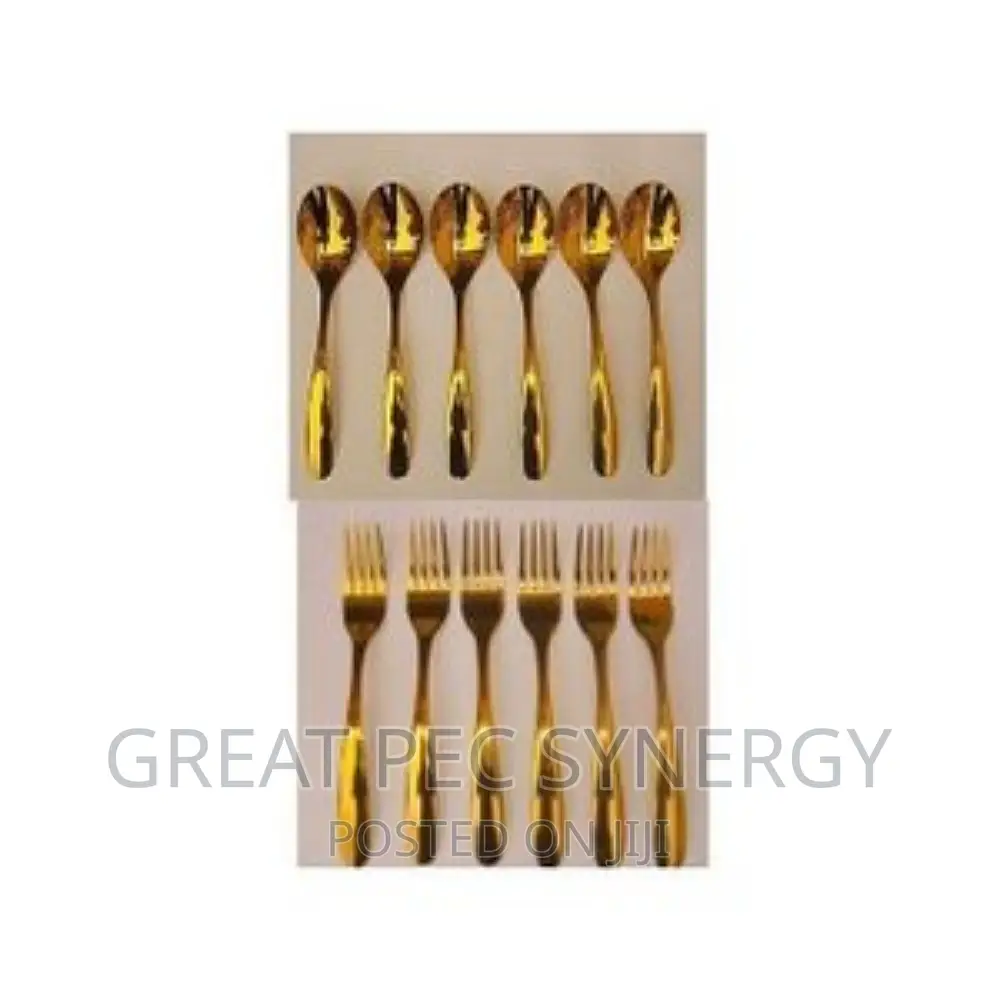 Golden Spoon And Fork (12 Pieces)