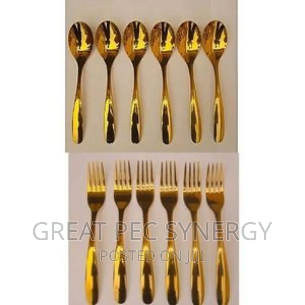 Golden Spoon And Fork (12 Pieces)