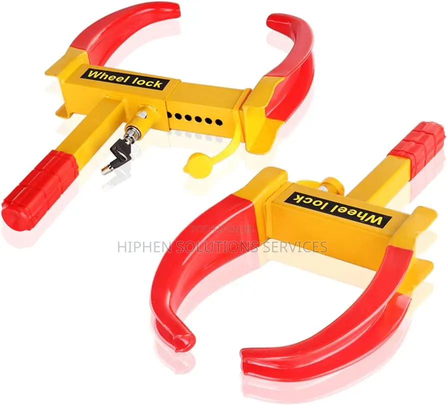 Heavy Duty Anti-theft Tire Wheel Clamp Lock, Yellow/Red