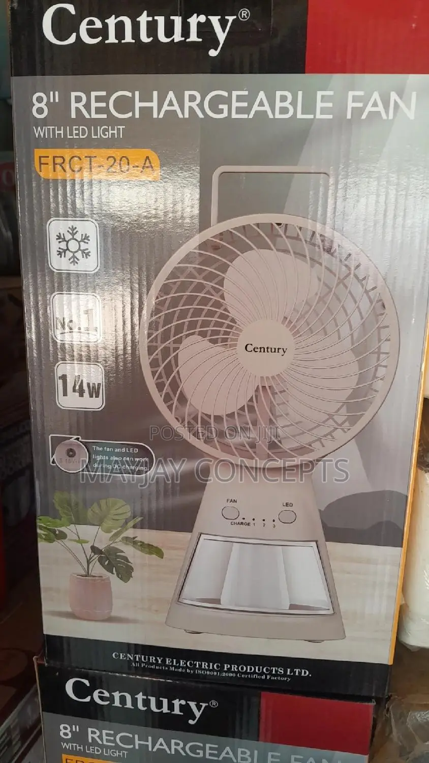8" Century-20a Table Fan With LED Light-Support Solar Charge