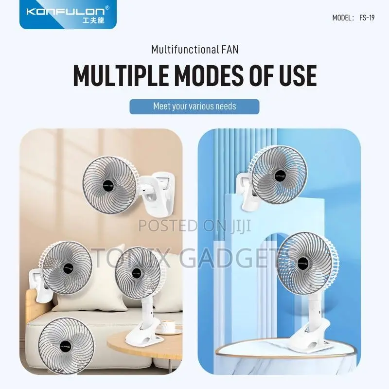 Konfulon Handheld Clip-on Desk Fan - Multiple Mode of Use