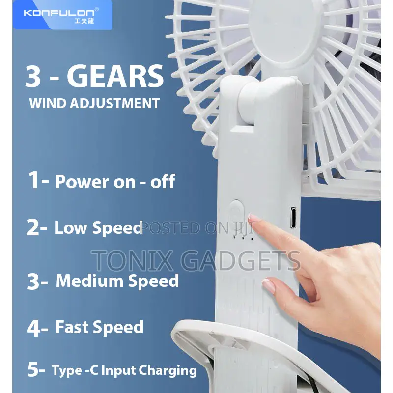 Konfulon Handheld Clip-on Desk Fan - Multiple Mode of Use