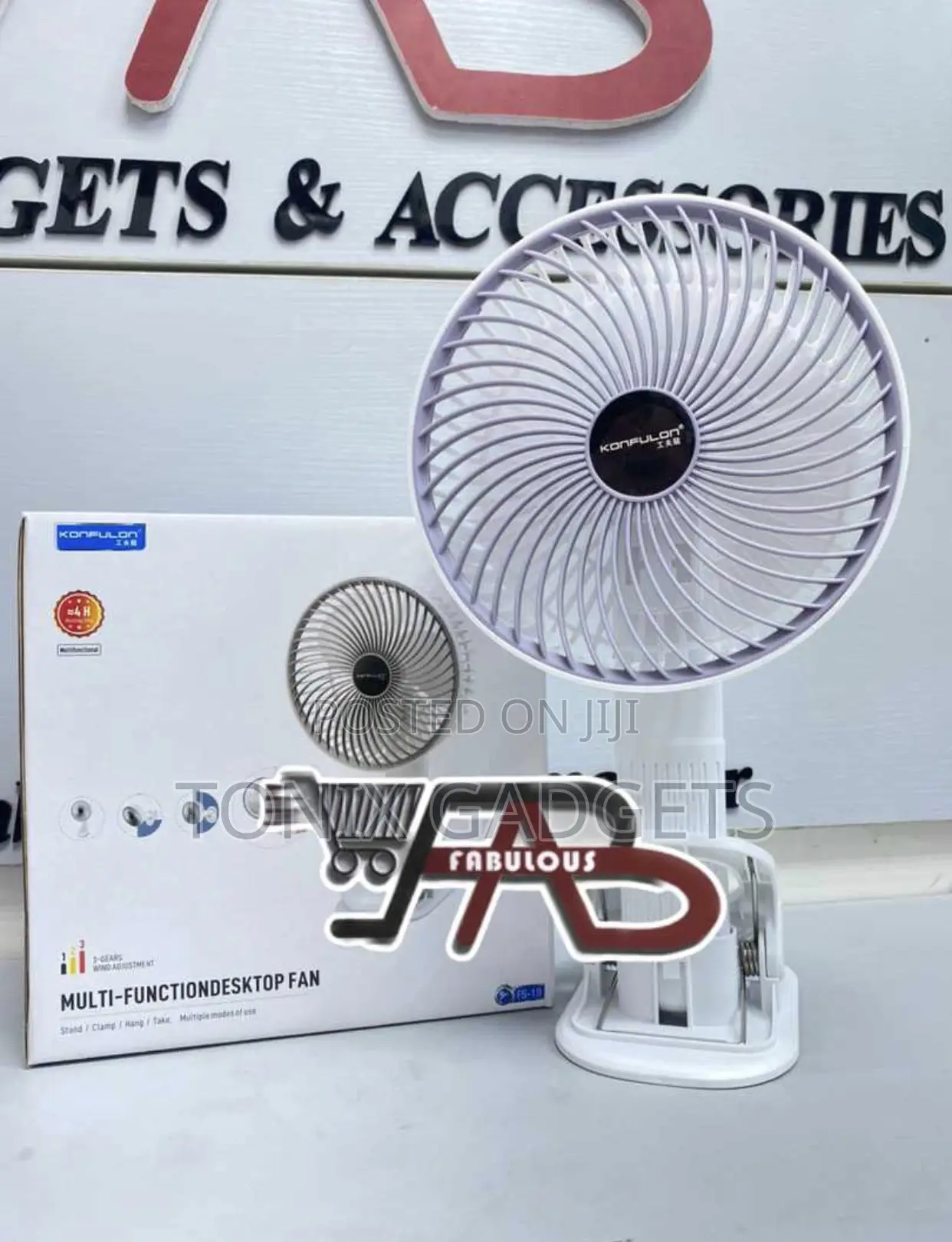 Konfulon Handheld Clip-on Desk Fan - Multiple Mode of Use