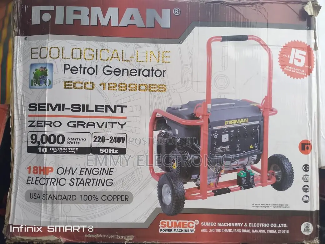 9kva Firman Petrol Generator Model Eco12990e2 100% Copper