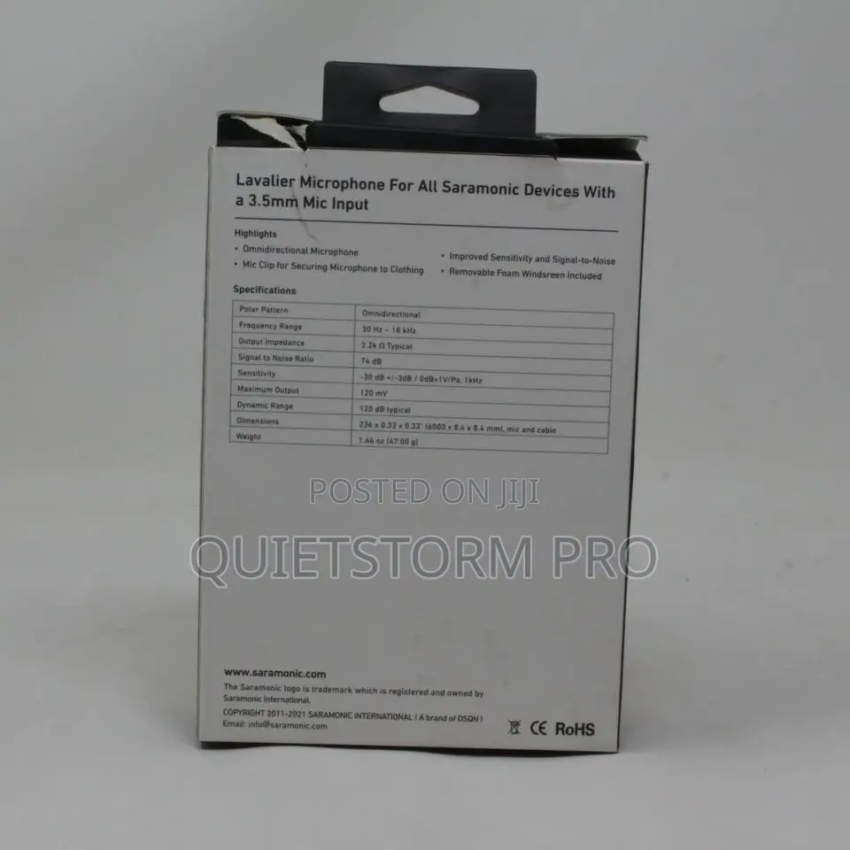 Podcast Mic Saramonic Lavalier Sr-Lmx1 Clip-on Microphone