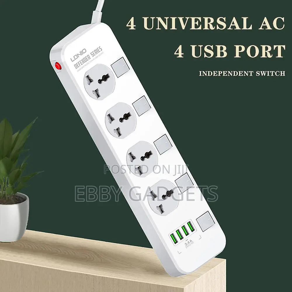 LDNIO Power Strip SC4408 2500W 10A – 4 Sockets 4 USB