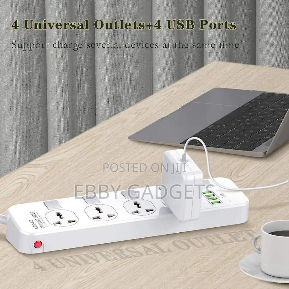 LDNIO Power Strip SC4408 2500W 10A – 4 Sockets 4 USB