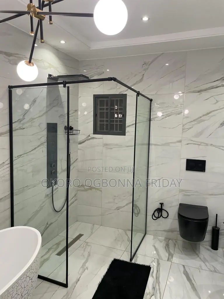 Shower With Black Accessories