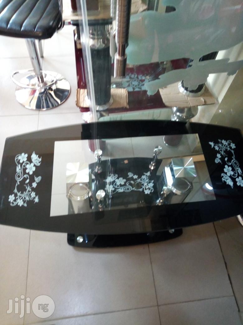 Quality Center Table With Glass Top and Leather Leg