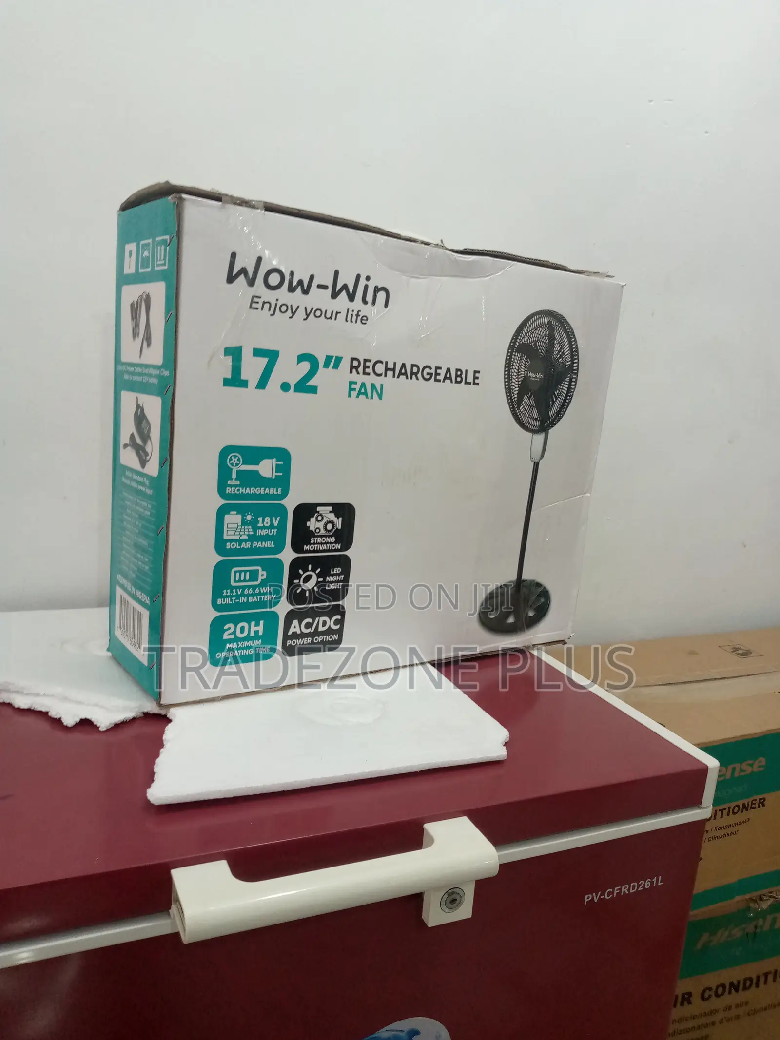 New in 17.2'' Wow-Win Rechargeable Fan
