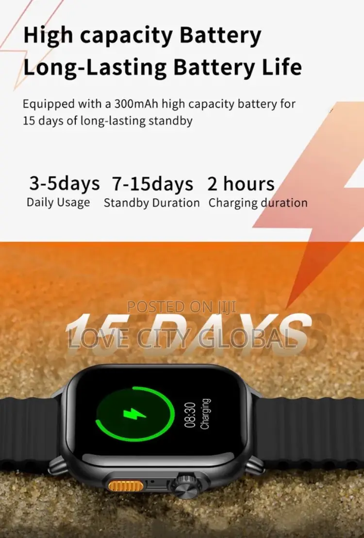 2024 Smartwatch Unisex 2.02” BT Call, IP68 Wireless Charger