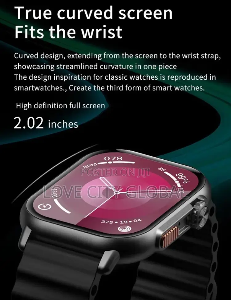 Latest Ultra Smartwatch 2.02” BT Call, IP68 Wirelesscharger.