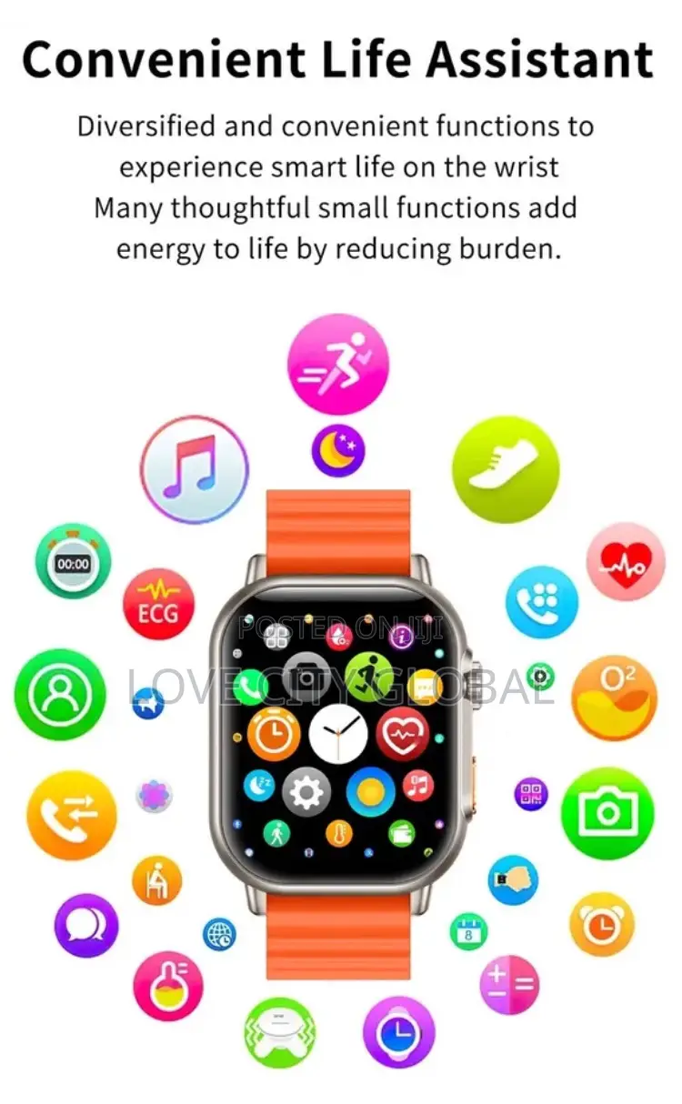 Latest Ultra Smartwatch 2.02” BT Call, IP68 Wirelesscharger.