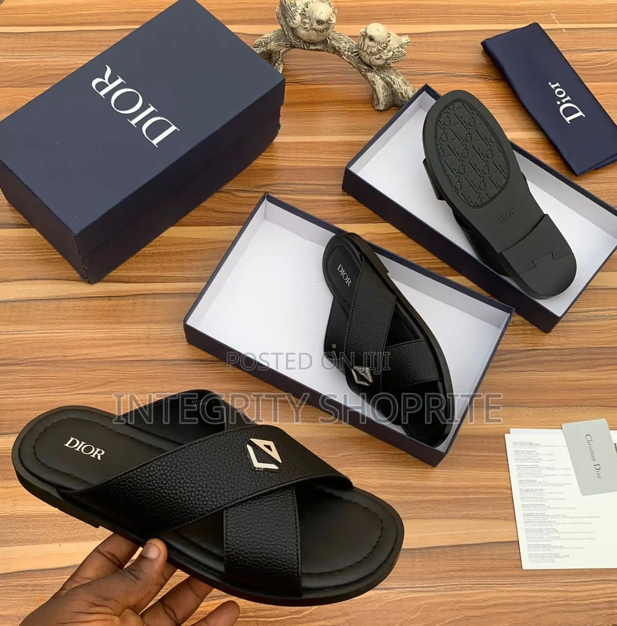 Dior Leather Mens Palm Slippers