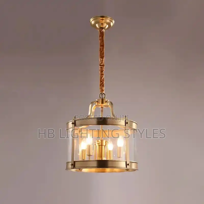 Copper European Style Glass Golden Luxury Pendant Light