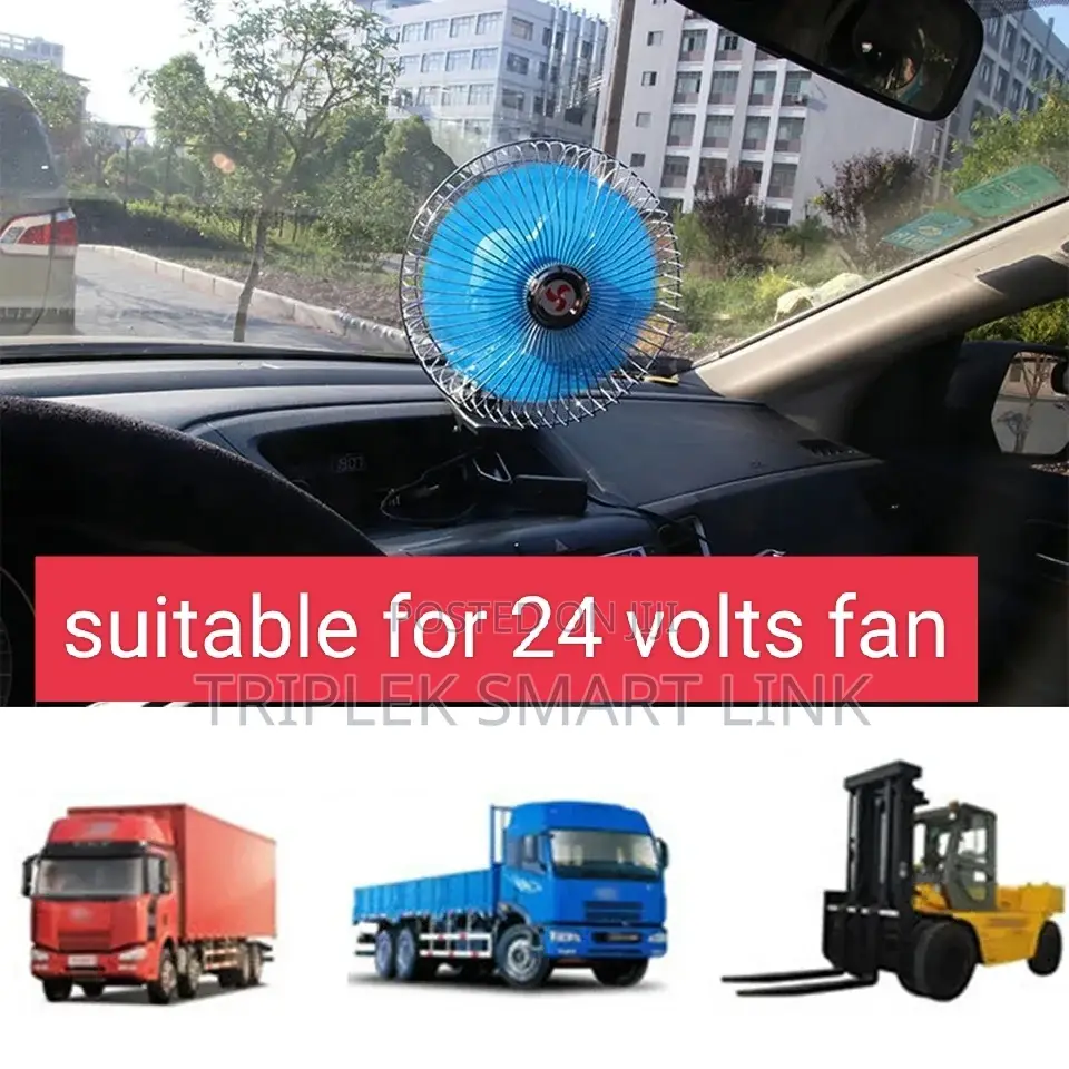 8 Inch 12V/24V Oscillating Fan For Cars, SUV, Van Trucks Etc
