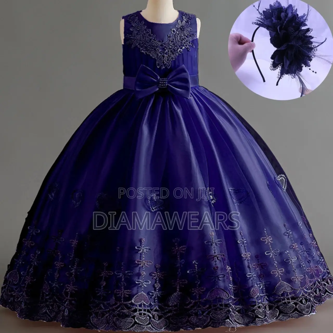 Navy Blue Ceremonial Full Ballgown