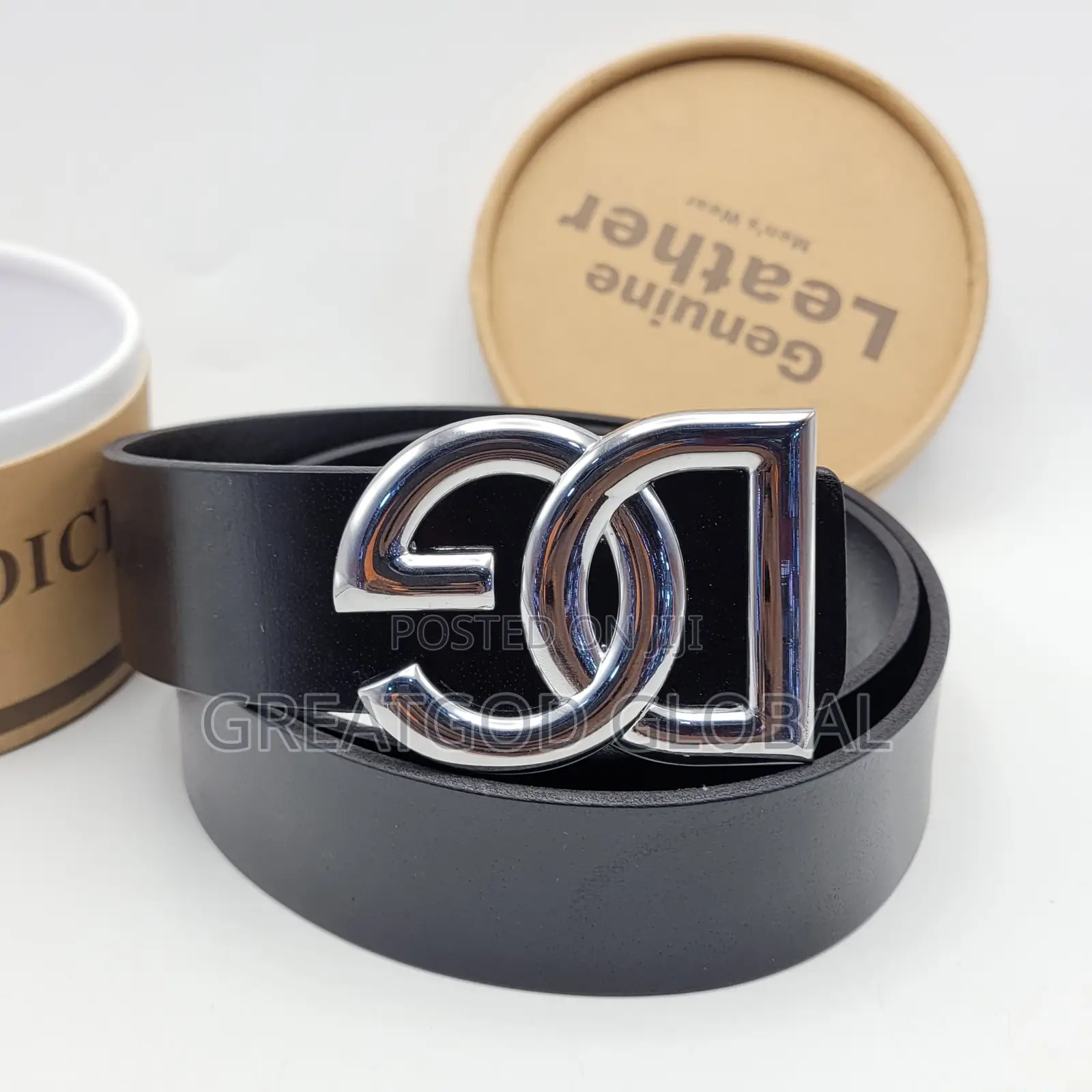 Luxury Genuine Leather Belt Silver Head