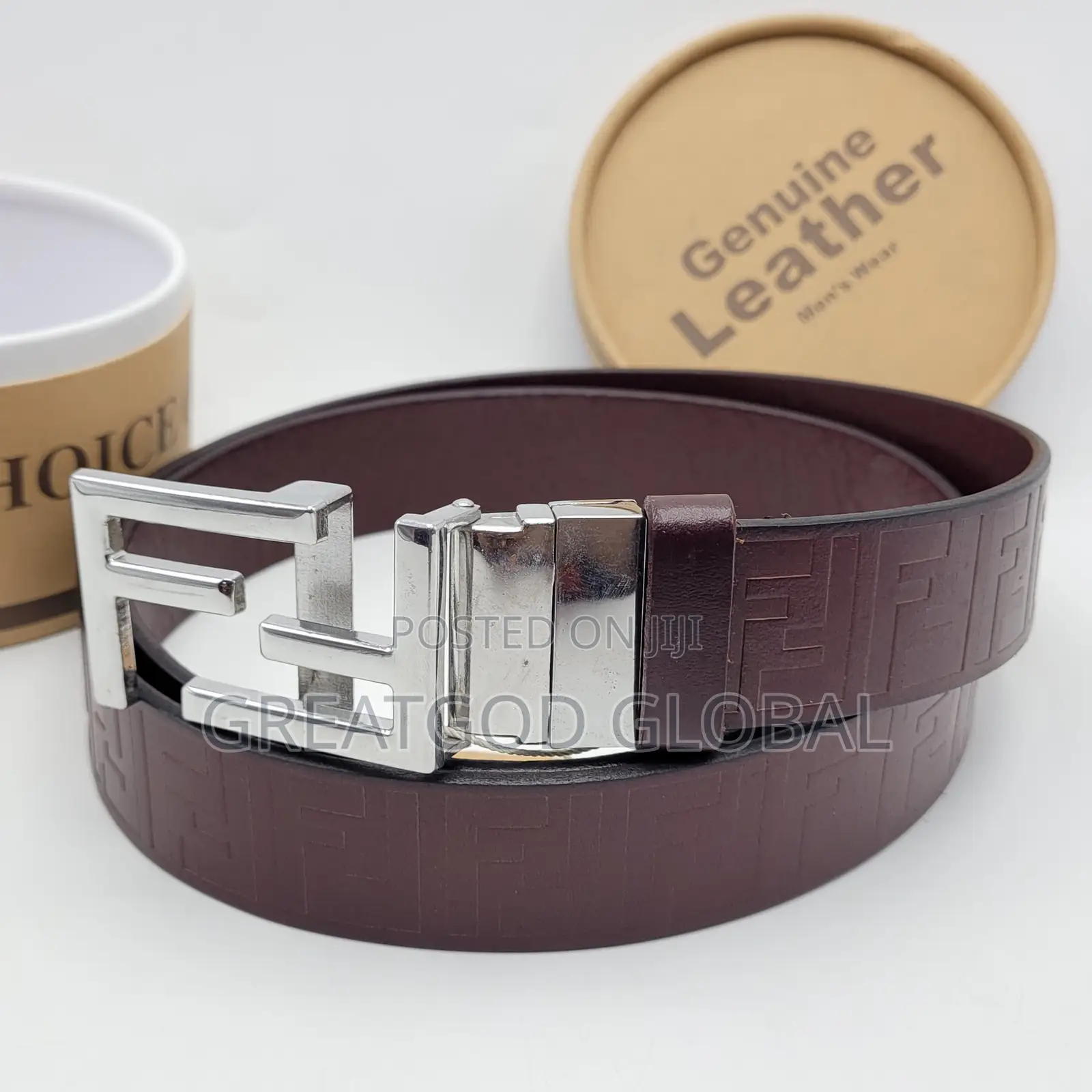Luxury Genuine Leather Belt Silver Head