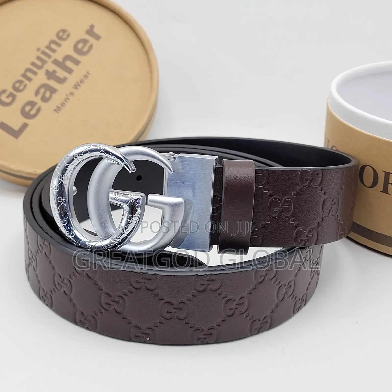 Luxury Genuine Leather Belt Silver Head