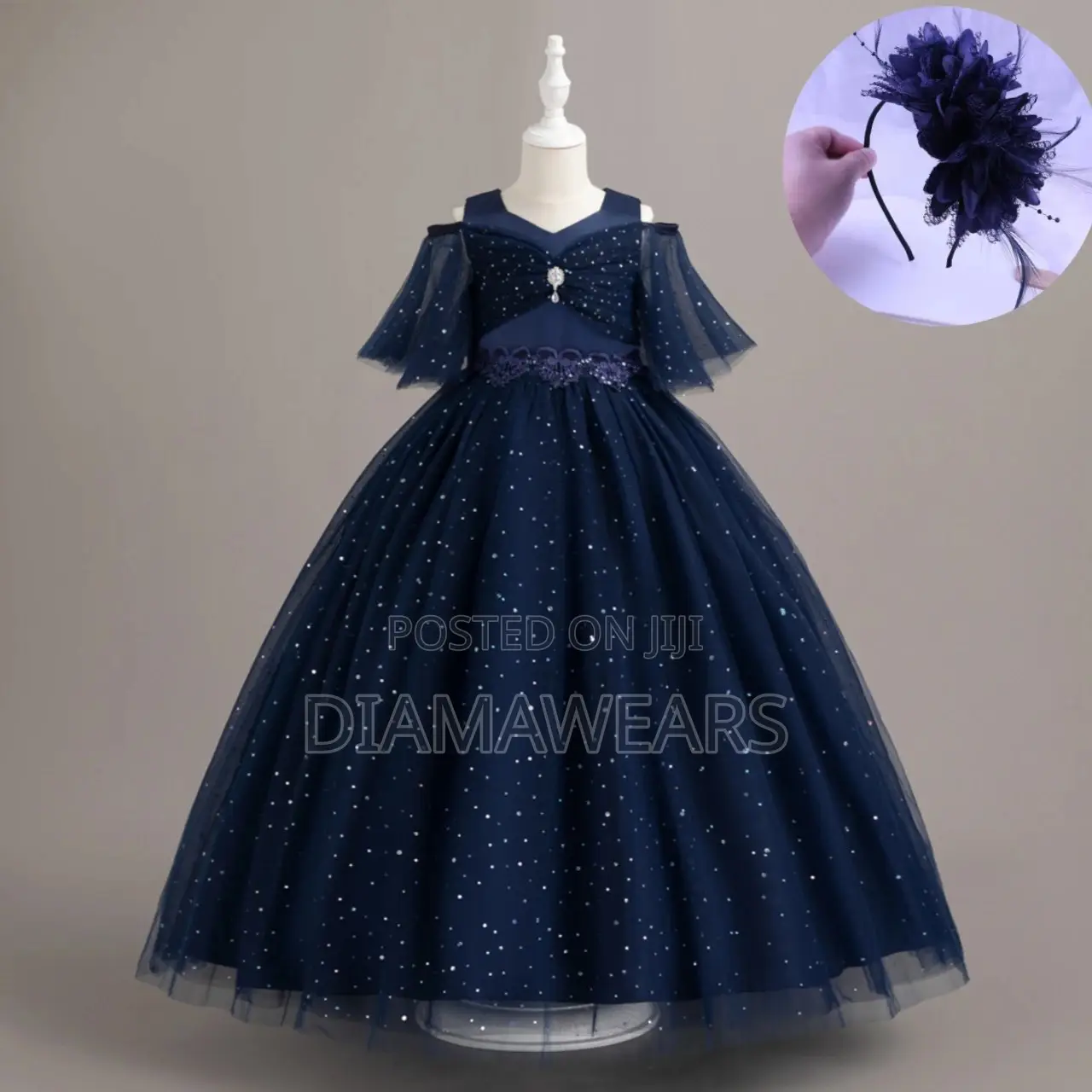 Navy Blue Princess Full Ball Gown