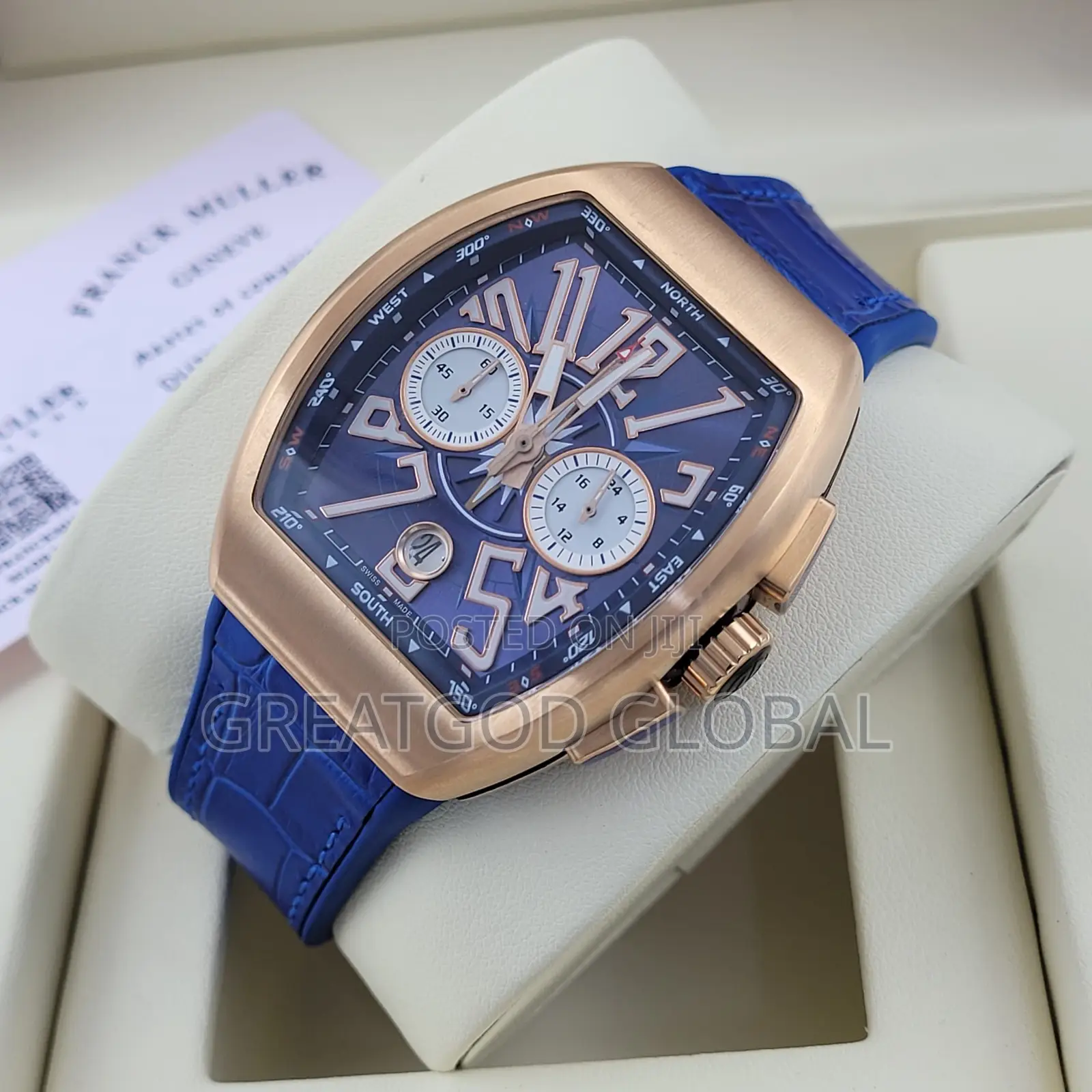 Frank Muller Wristwatch With Genuine Leather Rosegold