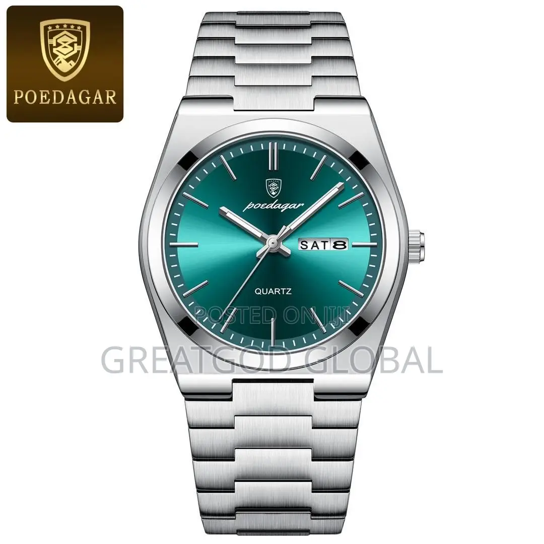 POEDAGAR Day and Date Wristwatch With Box and Bag