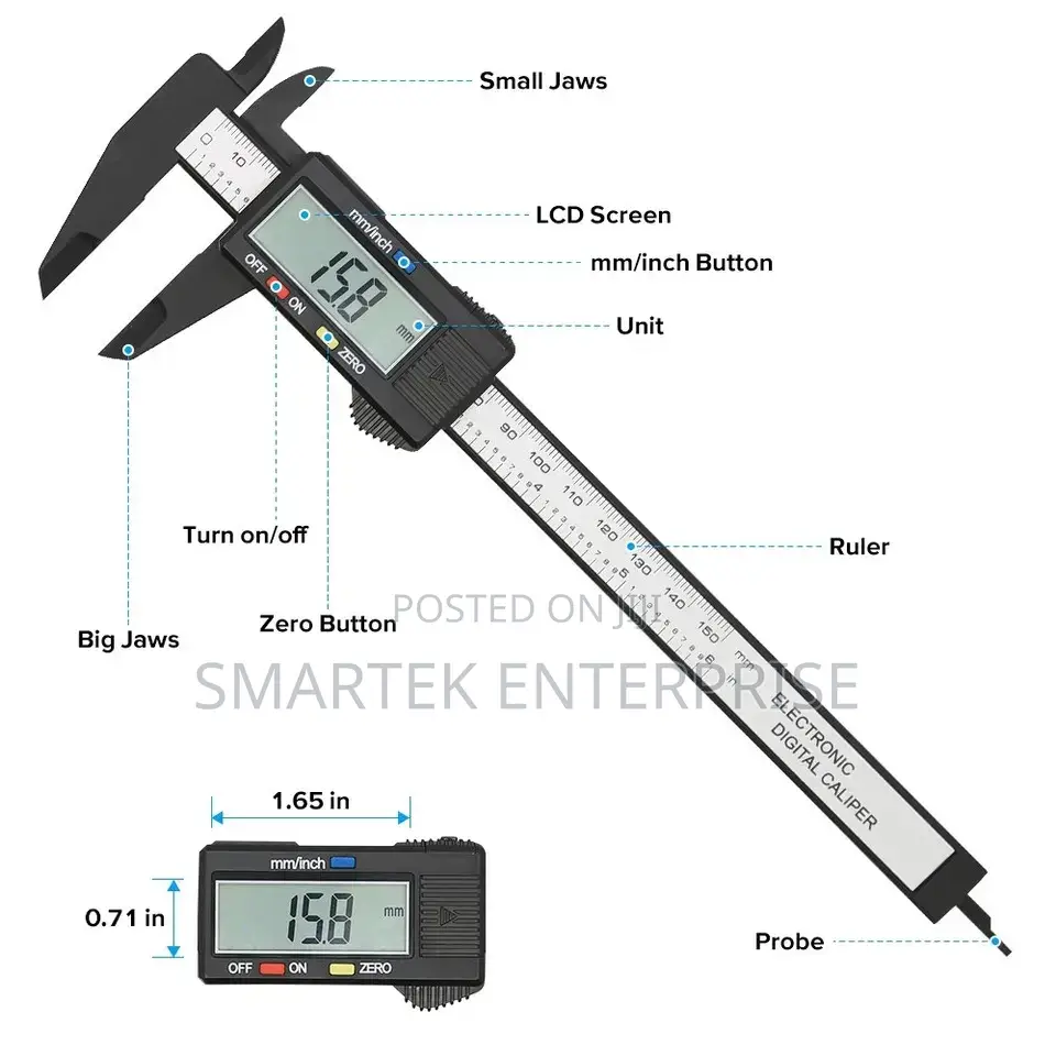 150mm 100mm Electronic Digital Caliper Carbon Fiber Dia