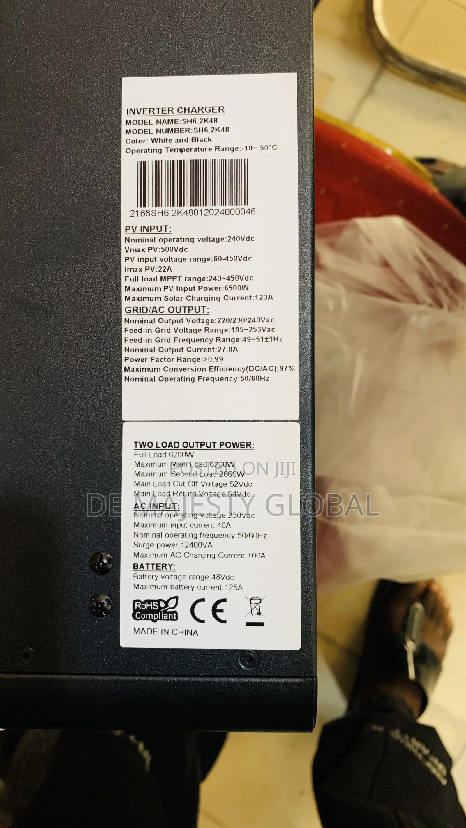 6.2kw E Way High Voltage Inverter With 120A Controller