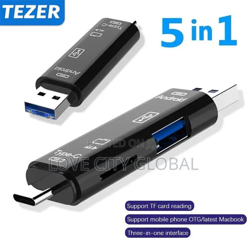 OTG Card Reader Flashdrive Adapter 5in 1 USB 2.0 Type C, Usb