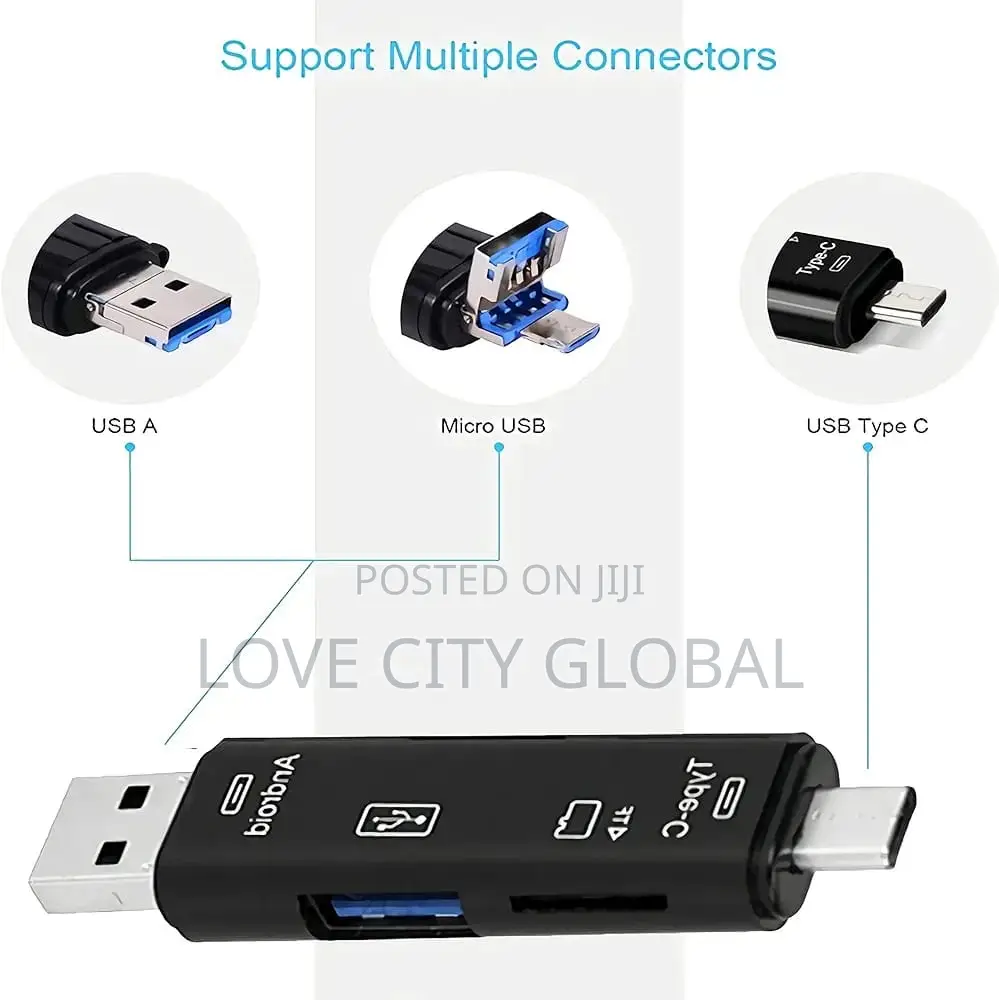 OTG Card Reader Flashdrive Adapter 5in 1 USB 2.0 Type C, Usb