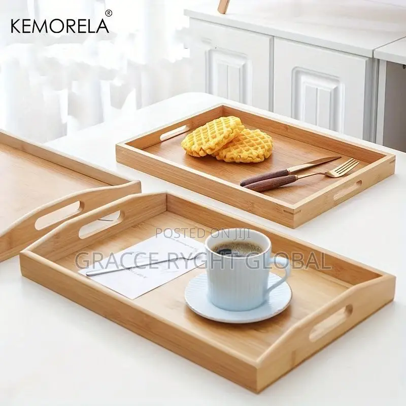 3pcs Quality Wooden Tray With Handle