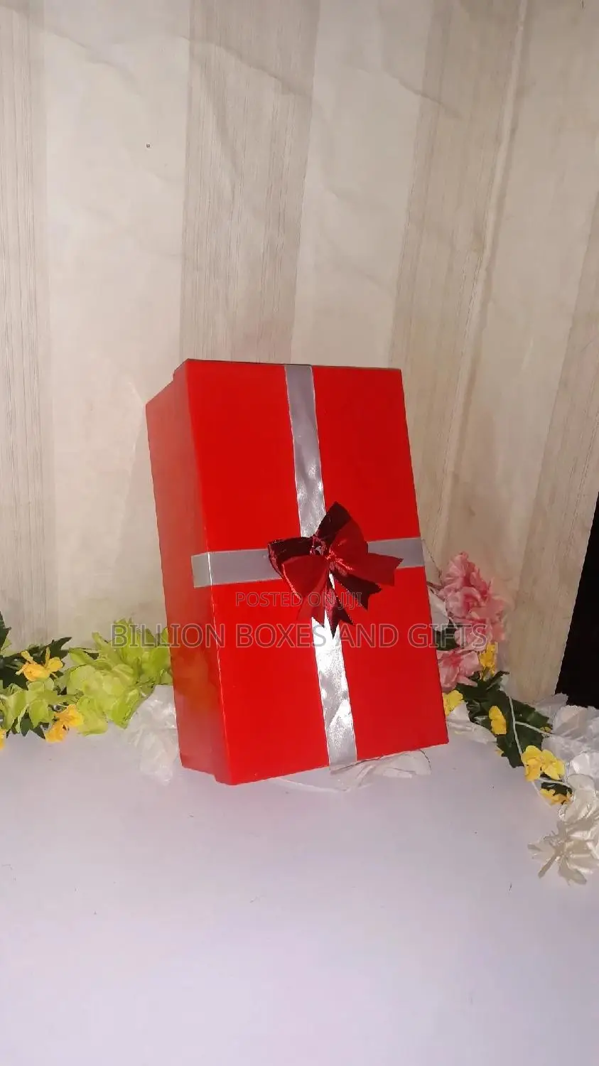Red Gift Box With Beautiful Ribbon Decor