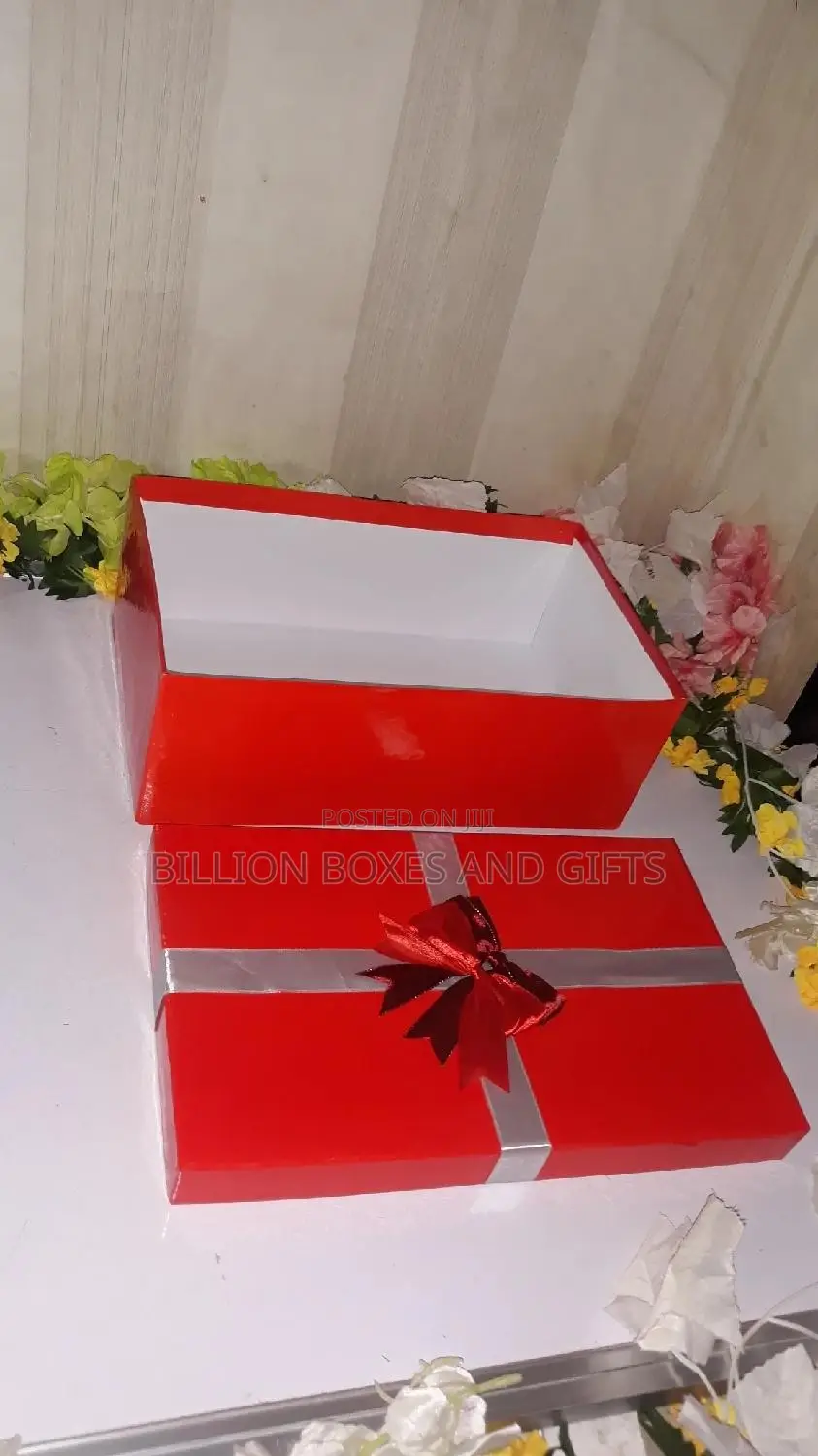 Red Gift Box With Beautiful Ribbon Decor