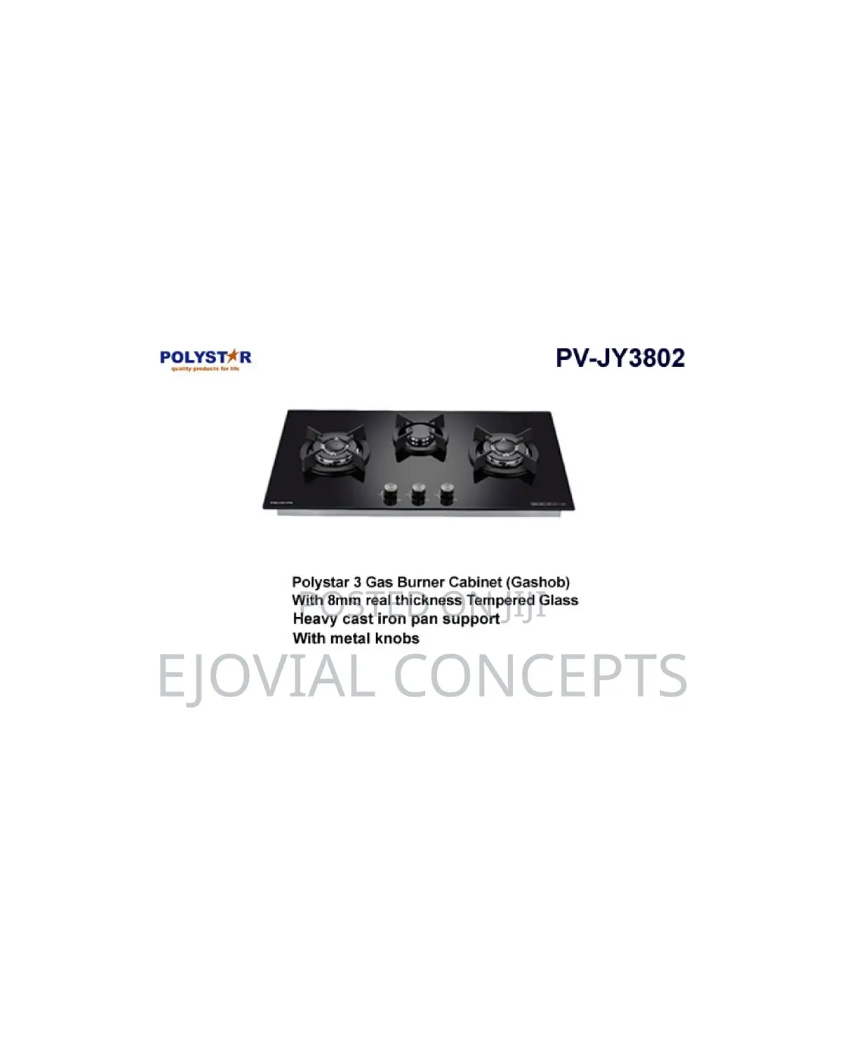 Polystar 3 Burner Built-in Gas Hob Cooker