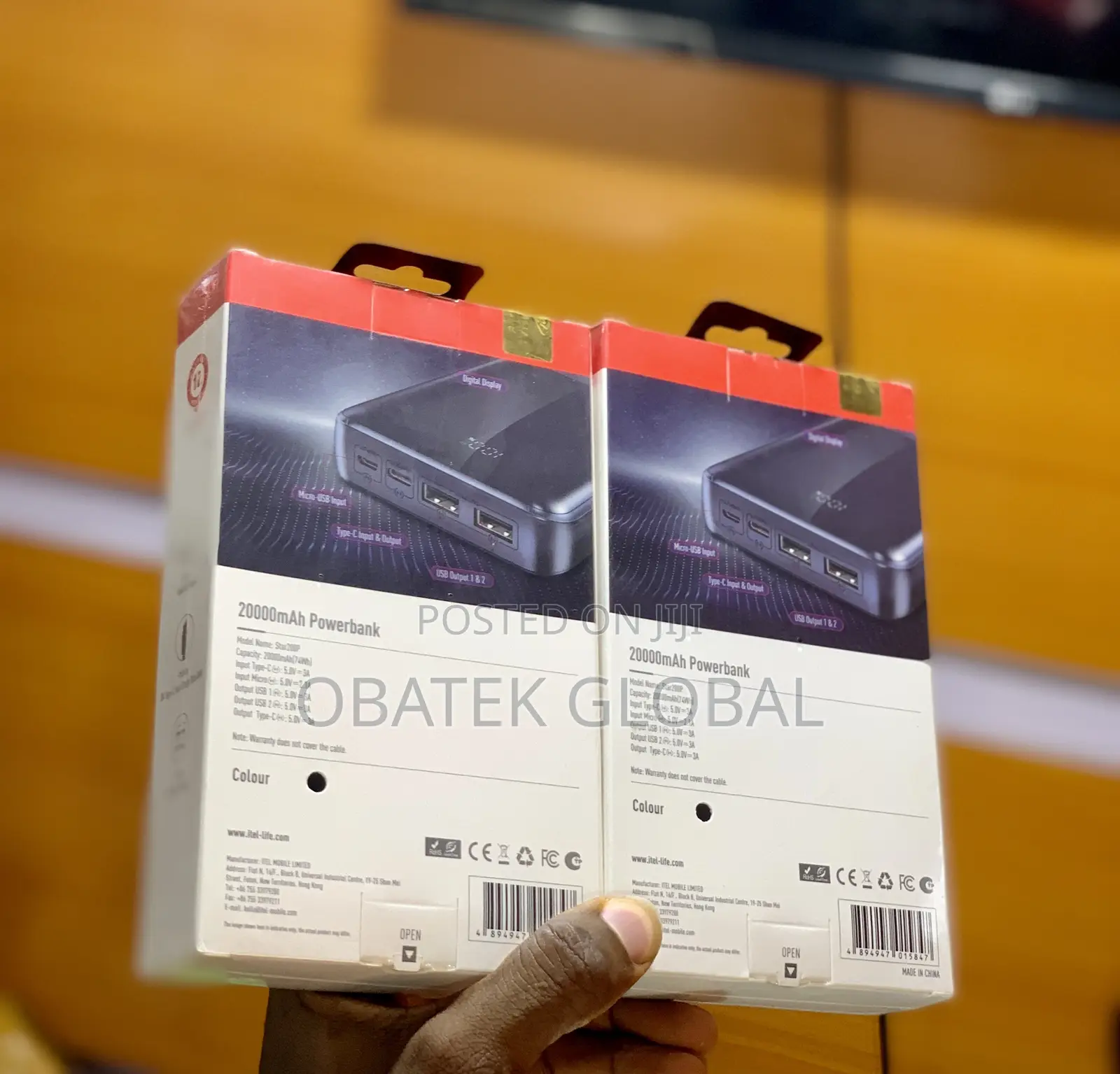 Itel 20,000mah Power Bank With 15W Fast Charging