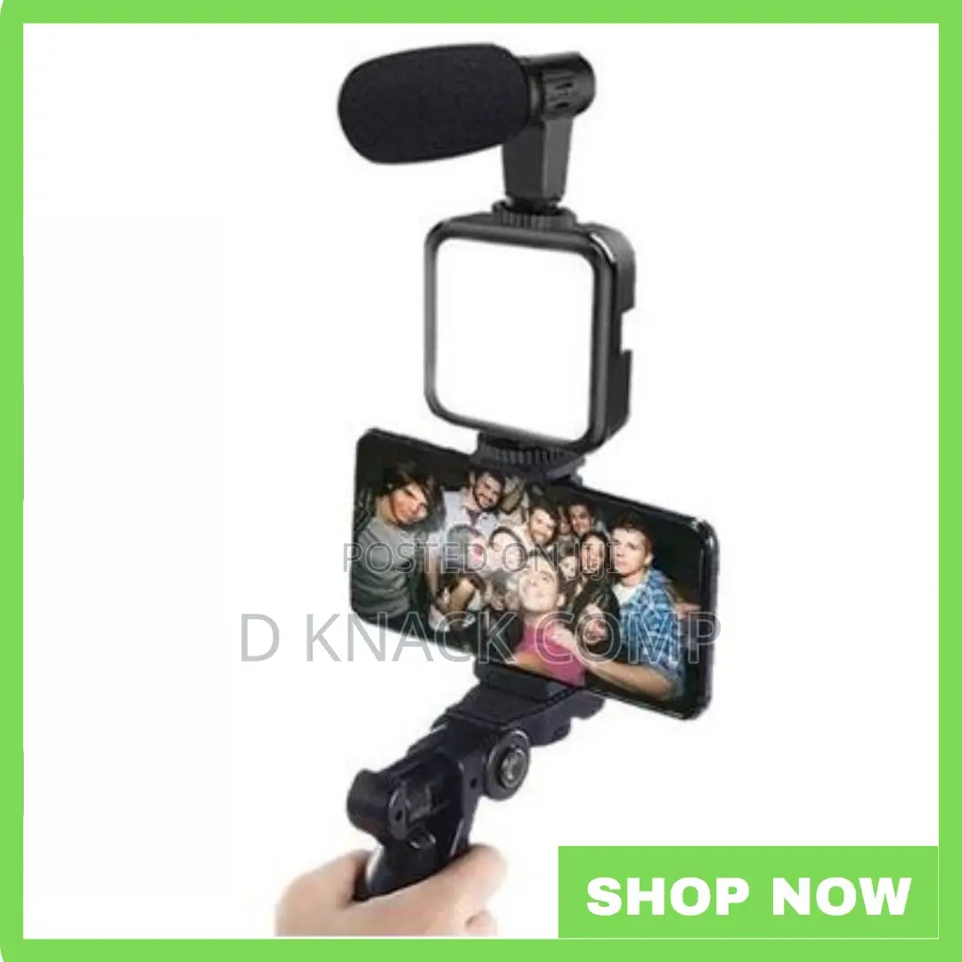 Selfie Stick Vlog Kit With LED Video Light Microphone Tripod