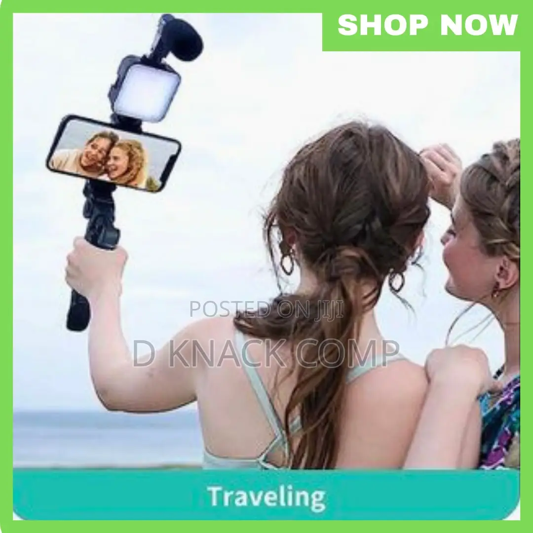 Selfie Stick Vlog Kit With LED Video Light Microphone Tripod
