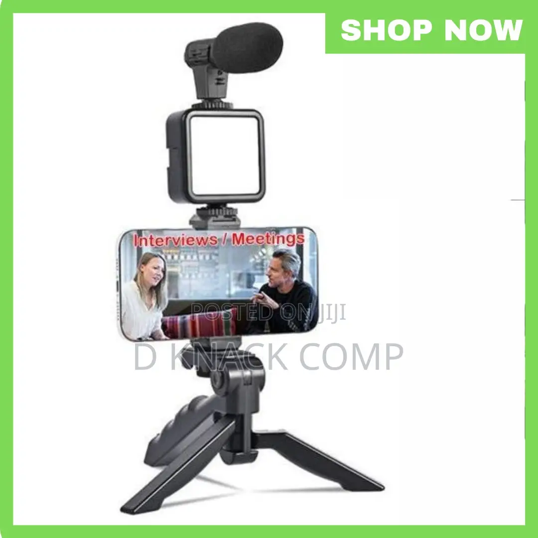 Selfie Stick Vlog Kit With LED Video Light Microphone Tripod