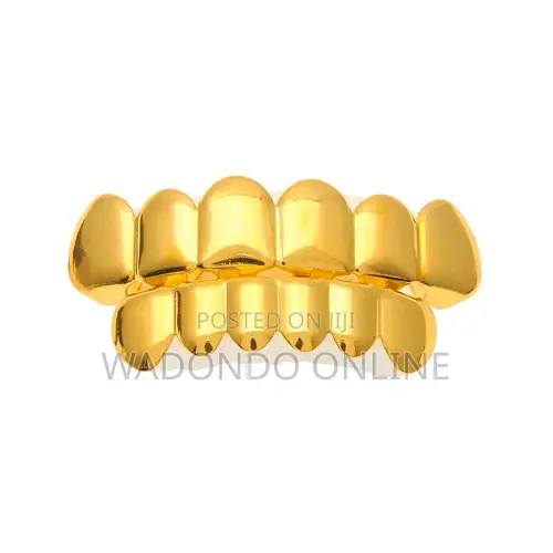 6 Settop Gold Slog Plated Hip-Hop Teeth Grillz