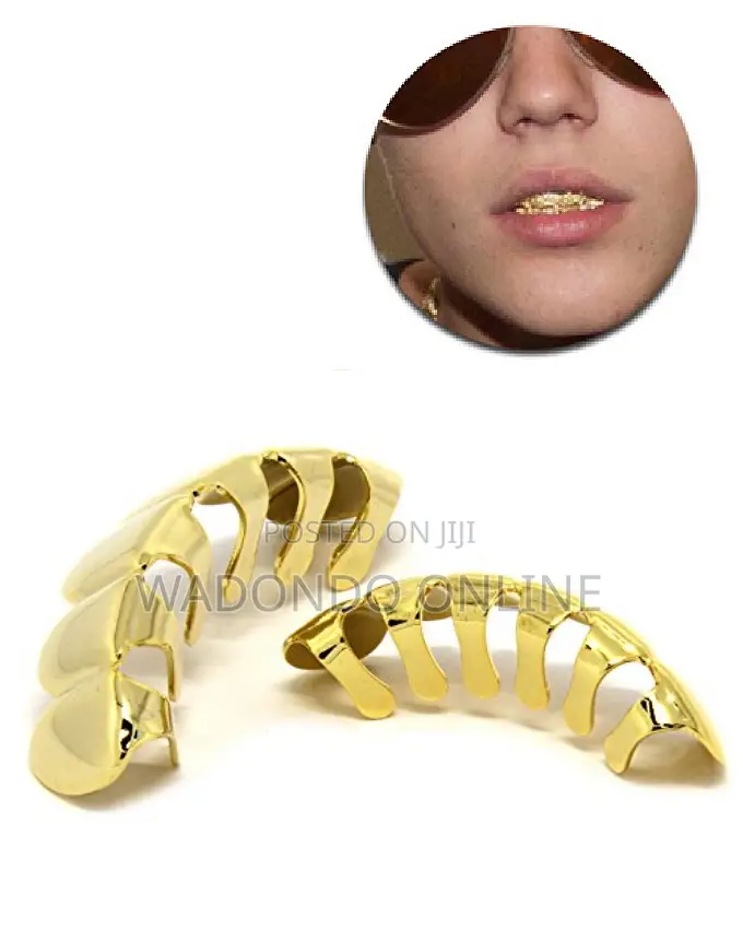6 Settop Gold Slog Plated Hip-Hop Teeth Grillz