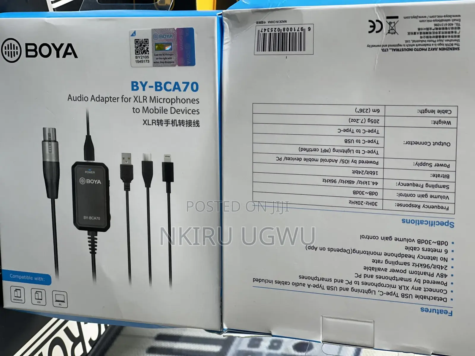 BOYA Audio Adapter for XLR Microphones to Mobile Devices