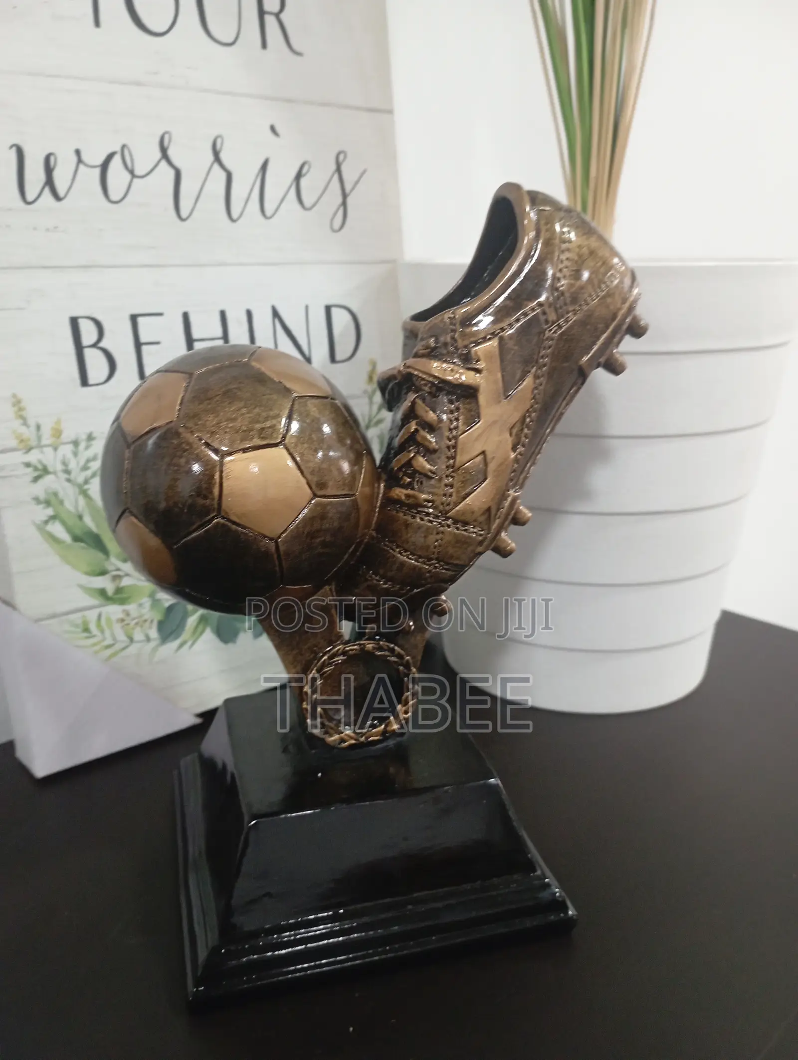 Soccer Football Boots Decor Bronze Finish