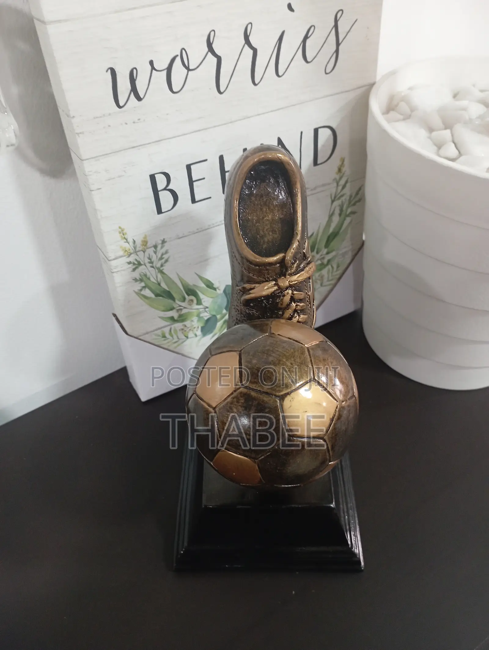 Soccer Football Boots Decor Bronze Finish